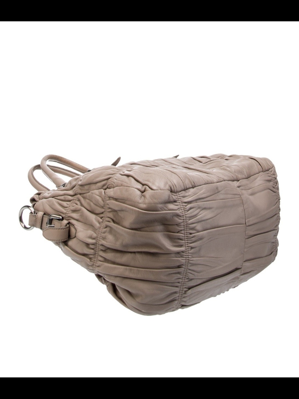 Prada Taupe Gaufre Gathered Leather Satchel - Picture 5 of 6